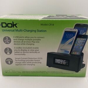 DOK CR18 Universal Multi-Charging Station Alarm Clock AM/FM radio